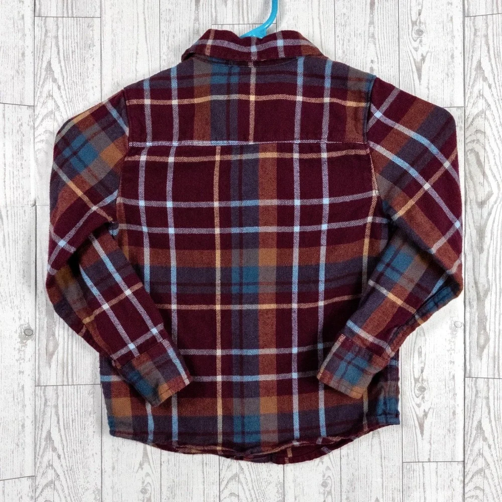 OshKosh B'gosh Boys 5/5A Plaid Flannel Button Up Shirt Long Sleeve Cotton Fall